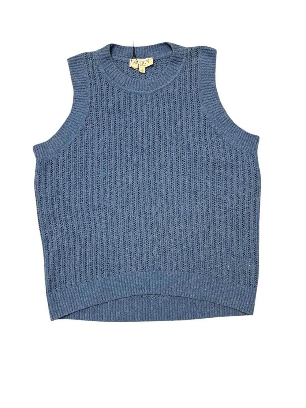 Nation LTD Laguna Blue Knit Sleeveless Crew Sweater size Small